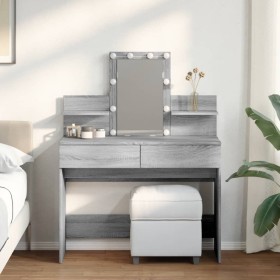 Tocador con luces LED color gris Sonoma 100x40x130 cm de , Tocadores para dormitorios - Ref: Foro24-848204, Precio: 142,18 €,...