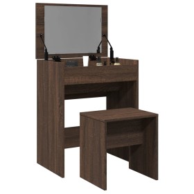 Tocador con taburete marrón roble 60x40x113,5 cm de , Tocadores para dormitorios - Ref: Foro24-848219, Precio: 111,07 €, Desc...