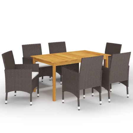 Juego de comedor de jardín de 7 piezas marrón de vidaXL, Conjuntos de jardín - Ref: Foro24-3067768, Precio: 534,23 €, Descuen...