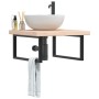 Estante de lavabo de pared de acero y madera maciza de roble de , Tocadores de baño - Ref: Foro24-3302469, Precio: 120,07 €, ...
