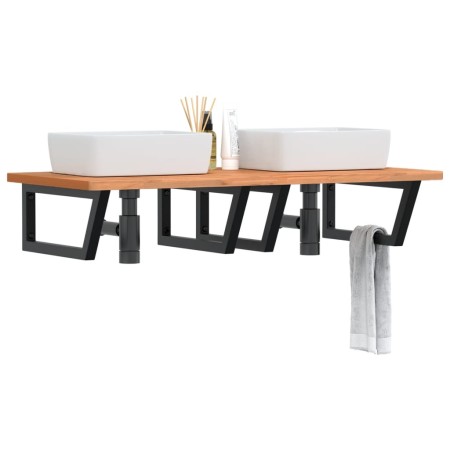 Estante de lavabo de pared de acero y madera maciza de haya de , Tocadores de baño - Ref: Foro24-3302455, Precio: 148,27 €, D...