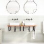Estante de lavabo de pared de acero y madera maciza de haya de , Tocadores de baño - Ref: Foro24-3302455, Precio: 148,27 €, D...