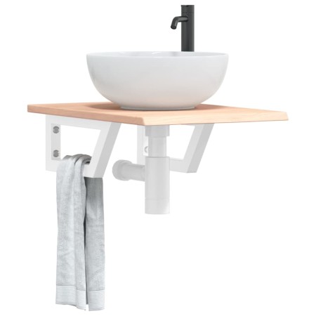 Estante de lavabo de pared de acero y madera maciza de roble de , Tocadores de baño - Ref: Foro24-3302538, Precio: 63,73 €, D...