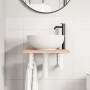 Estante de lavabo de pared de acero y madera maciza de roble de , Tocadores de baño - Ref: Foro24-3302552, Precio: 76,76 €, D...
