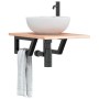Estante de lavabo de pared de acero y madera maciza de roble de , Tocadores de baño - Ref: Foro24-3302559, Precio: 67,84 €, D...