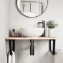 Estante de lavabo de pared de acero y madera maciza de roble de , Tocadores de baño - Ref: Foro24-3302635, Precio: 99,09 €, D...