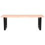 Estante de lavabo de pared de acero y madera maciza de roble de , Tocadores de baño - Ref: Foro24-3302635, Precio: 99,09 €, D...