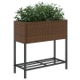 Jardinera con estante ratán sintético marrón de , Maceteros y jardineras - Ref: Foro24-366388, Precio: 65,59 €, Descuento: %