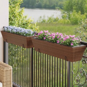 Jardineras con ganchos 2 unidades ratán sintético marrón de , Maceteros y jardineras - Ref: Foro24-366405, Precio: 78,80 €, D...