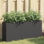 Jardinera con 2 maceteros de ratán sintético negra 90x20x40 cm de , Maceteros y jardineras - Ref: Foro24-366407, Precio: 88,7...