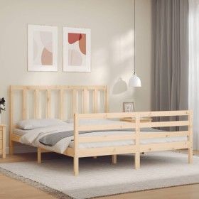 Estructura de cama con cabecero madera maciza 160x200 cm de vidaXL, Camas y somieres - Ref: Foro24-3193866, Precio: 134,71 €,...