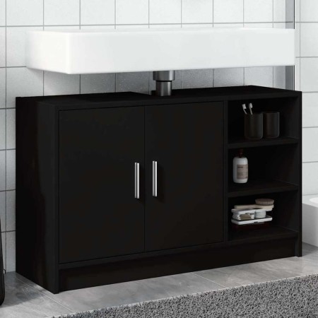 Armario de lavabo madera de ingeniería negro 90x29x55 cm de , Muebles de baño - Ref: Foro24-848123, Precio: 102,20 €, Descuen...