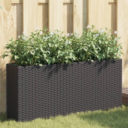 Jardineras con 2 maceteros 2 uds ratán PE negro 90x20x40 cm de , Maceteros y jardineras - Ref: Foro24-3210513, Precio: 148,02...