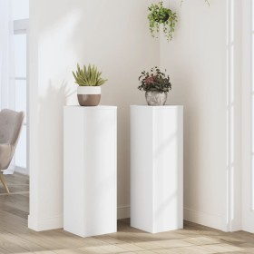 Soportes de plantas 2 uds madera ingeniería blanco 25x25x80 cm de , Soportes para macetas - Ref: Foro24-852942, Precio: 67,03...