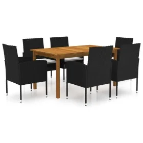 Juego de comedor para jardín de 7 piezas negro de vidaXL, Conjuntos de jardín - Ref: Foro24-3067835, Precio: 402,45 €, Descue...