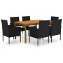 Juego de comedor para jardín de 7 piezas negro de vidaXL, Conjuntos de jardín - Ref: Foro24-3067835, Precio: 395,90 €, Descue...