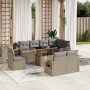 Set de sofás de jardín 9 pzas con cojines ratán sintético beige en Conjuntos de jardín | Comprar online en Foru.es