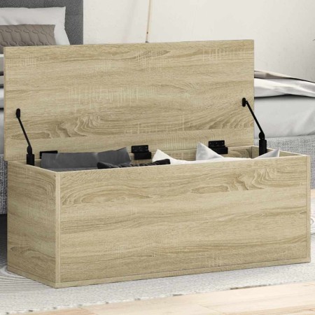 Caja de almacenaje madera ingeniería roble sonoma 90x35x35 cm de , Baúles de almacenamiento - Ref: Foro24-840683, Precio: 65,...