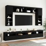 Mueble de pared de TV con luces LED 8 piezas negro de , Muebles TV - Ref: Foro24-3216765, Precio: 342,43 €, Descuento: %