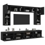 Mueble de pared de TV con luces LED 8 piezas negro de , Muebles TV - Ref: Foro24-3216765, Precio: 342,43 €, Descuento: %