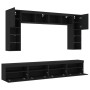 Mueble de pared de TV con luces LED 8 piezas negro de , Muebles TV - Ref: Foro24-3216765, Precio: 342,43 €, Descuento: %