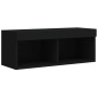 Mueble de pared de TV con luces LED 8 piezas negro de , Muebles TV - Ref: Foro24-3216765, Precio: 342,43 €, Descuento: %