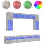 Muebles de TV de pared con luces LED 8 piezas gris hormigón de , Muebles TV - Ref: Foro24-3216767, Precio: 330,08 €, Descuent...