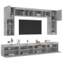 Muebles de TV de pared con luces LED 8 piezas gris hormigón de , Muebles TV - Ref: Foro24-3216767, Precio: 330,08 €, Descuent...