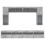 Muebles de TV de pared con luces LED 8 piezas gris hormigón de , Muebles TV - Ref: Foro24-3216767, Precio: 330,08 €, Descuent...