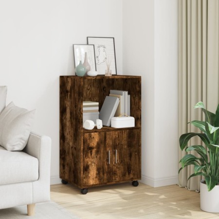 Armario con ruedas madera ingeniería roble ahumado 55x40x91 cm de , Aparadores - Ref: Foro24-853186, Precio: 64,86 €, Descuen...