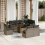 Set de muebles de jardín 9 pzas y cojines ratán sintético gris en Conjuntos de jardín | Comprar online en Foru.es