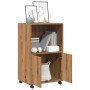 Armario con ruedas madera ingeniería roble artisian 55x40x91 cm de , Aparadores - Ref: Foro24-853190, Precio: 73,60 €, Descue...