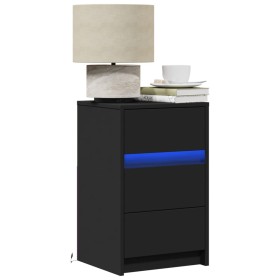 Mesita de noche con luces LED madera de ingeniería negra de , Mesitas de noche - Ref: Foro24-852013, Precio: 76,44 €, Descuen...