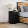 Mesita de noche con luces LED madera de ingeniería negra de , Mesitas de noche - Ref: Foro24-852013, Precio: 76,44 €, Descuen...