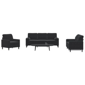 Juego de sofás con cojines 3 piezas terciopelo negro de , Sofás - Ref: Foro24-3278376, Precio: 676,64 €, Descuento: %