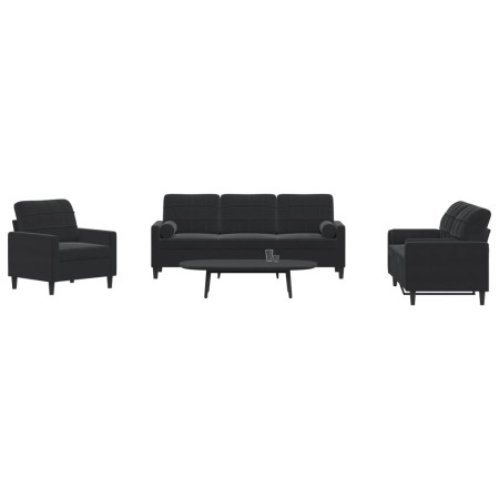 Juego de sofás con cojines 3 piezas terciopelo negro de , Sofás - Ref: Foro24-3278376, Precio: 676,64 €, Descuento: %