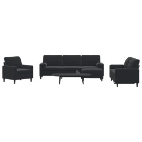 Juego de sofás con cojines 4 piezas terciopelo negro de , Sofás - Ref: Foro24-3278466, Precio: 742,63 €, Descuento: %