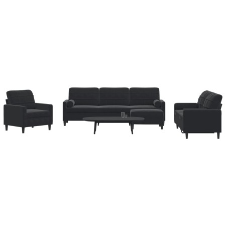 Juego de sofás con cojines 4 piezas terciopelo negro de , Sofás - Ref: Foro24-3278466, Precio: 742,63 €, Descuento: %