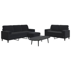 Juego de sofás con cojines 3 piezas terciopelo negro de , Sofás - Ref: Foro24-3278426, Precio: 557,06 €, Descuento: %