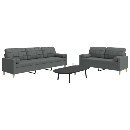 Juego de sofás con cojines 2 piezas tela gris oscuro de , Sofás - Ref: Foro24-3278336, Precio: 501,15 €, Descuento: %