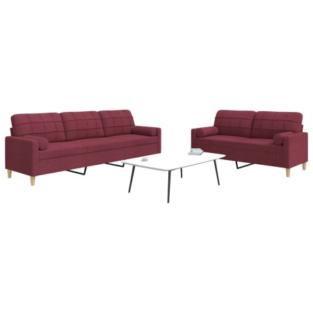 Juego de sofás con cojines 2 piezas tela rojo tinto de , Sofás - Ref: Foro24-3278341, Precio: 559,84 €, Descuento: %