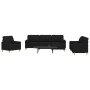 Juego de sofá 4 piezas con reposapiés y cojines tela negro de , Sofás - Ref: Foro24-3278315, Precio: 712,54 €, Descuento: %