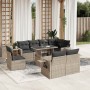 Set muebles jardín 9 pzas y cojines ratán sintético gris claro en Conjuntos de jardín | Comprar online en Foru.es