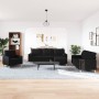 Juego de sofá 4 piezas con reposapiés y cojines tela negro de , Sofás - Ref: Foro24-3278315, Precio: 712,54 €, Descuento: %