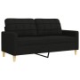 Juego de sofá 4 piezas con reposapiés y cojines tela negro de , Sofás - Ref: Foro24-3278315, Precio: 712,54 €, Descuento: %