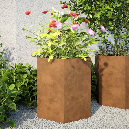 Jardinera hexagonal 46x40x45 cm acero desgastado de , Maceteros y jardineras - Ref: Foro24-851120, Precio: 47,80 €, Descuento: %