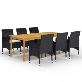 Juego de comedor de jardín de 7 piezas negro de vidaXL, Conjuntos de jardín - Ref: Foro24-3067855, Precio: 592,28 €, Descuent...