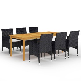 Juego de comedor de jardín de 7 piezas negro de vidaXL, Conjuntos de jardín - Ref: Foro24-3067855, Precio: 556,53 €, Descuent...