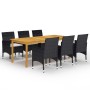 Juego de comedor de jardín de 7 piezas negro de vidaXL, Conjuntos de jardín - Ref: Foro24-3067855, Precio: 556,53 €, Descuent...