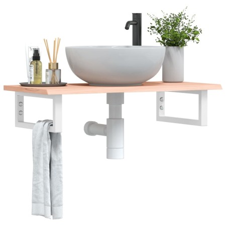 Estante de lavabo de pared de acero y madera maciza de roble de , Tocadores de baño - Ref: Foro24-3302544, Precio: 74,17 €, D...